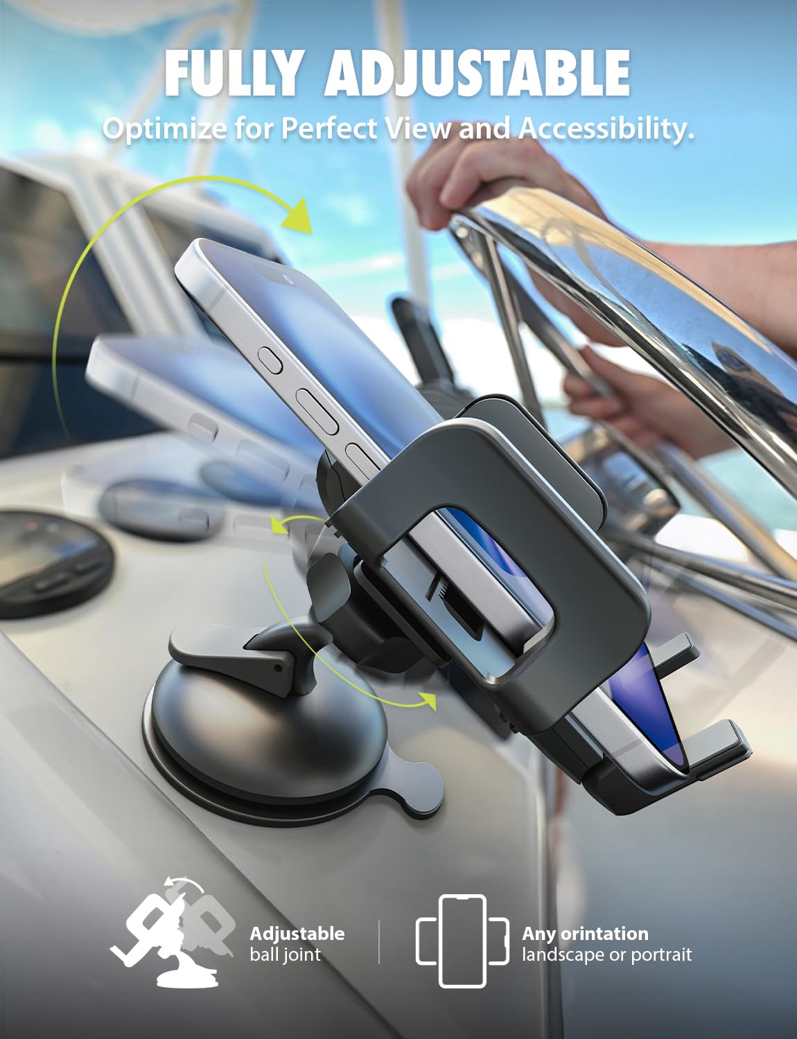 XVenture Bracketron Griplox Waterproof Phone Mount for Boats - Marine Suction Cup Holder with Sealed Case, Secure Boat/Kayak/Jet Ski Phone Holder