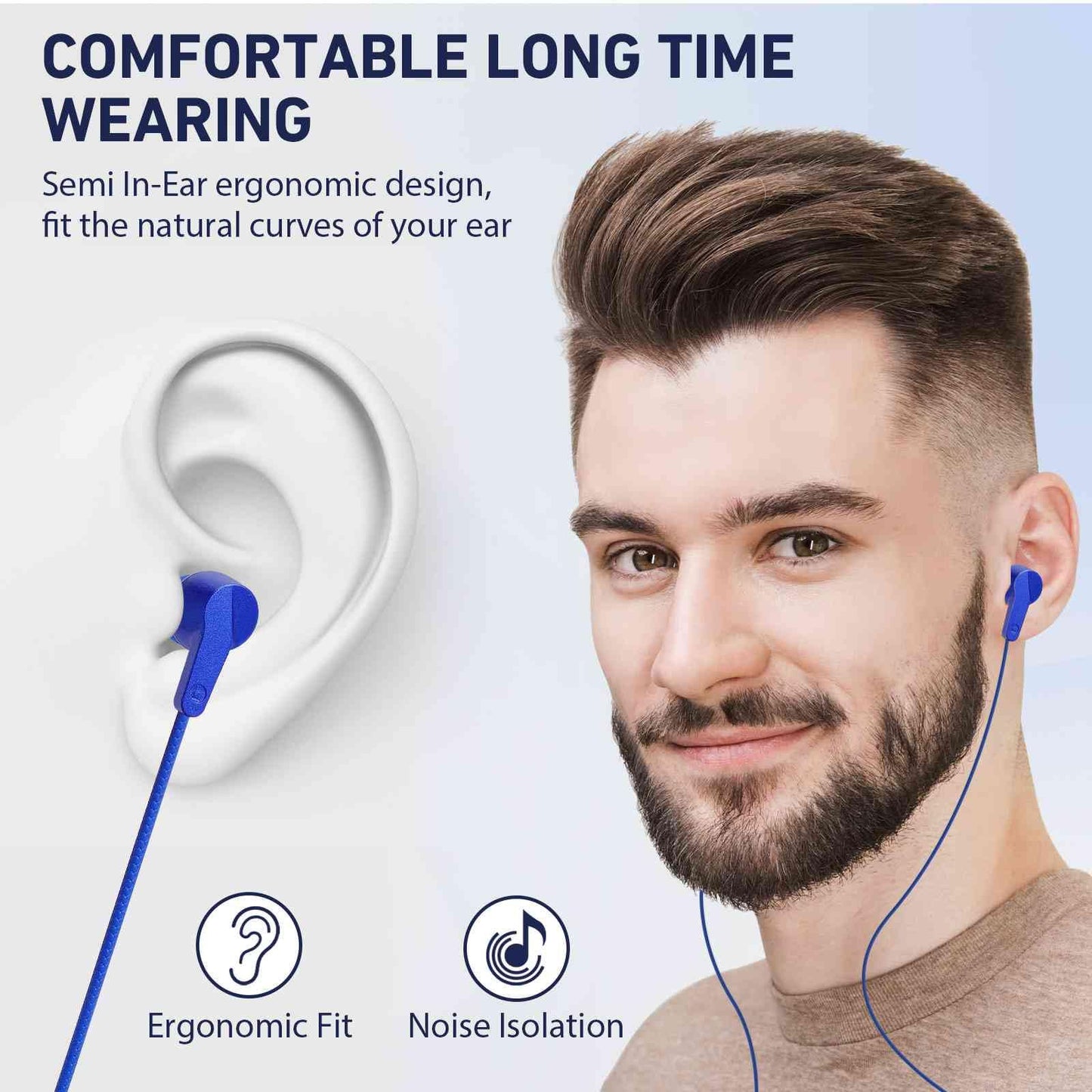 UrbanX R2 Wired in-Ear Headphones with Mic for Ulefone Armor 9 with Tangle-Free Cord, Noise Isolating Earphones, Deep Bass, in-Ear Bud Silicone Tips