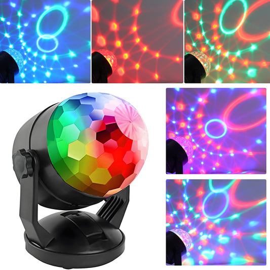 ENUOLI Disco Ball Lights Sound Activated Battery Powered/USB Plug in Portable 7 Color RBG Rotating Disco Strobe Light Stage Dance lightshow