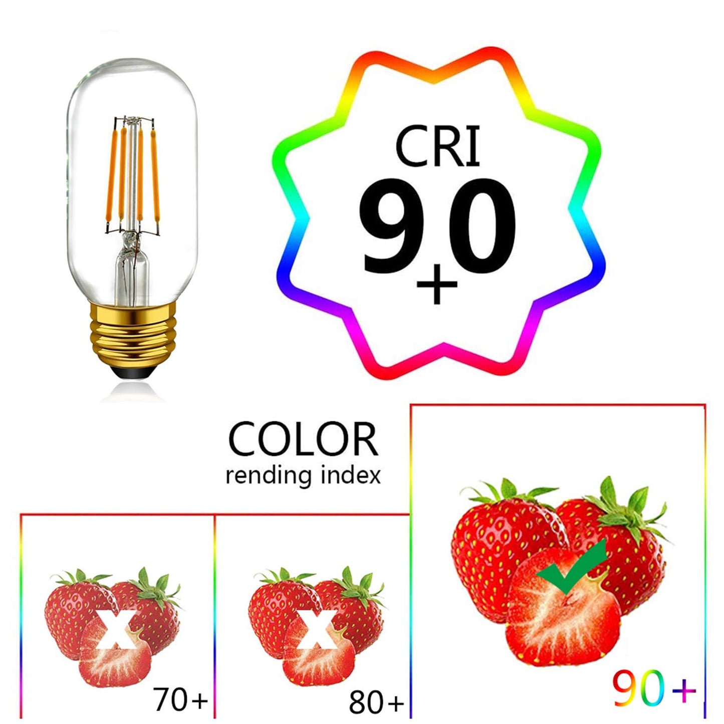 Adshen-US T14 / T45 LED Tubular Bulb 4W 2700K Warm White,E26 Dimmable Vintage Bulb,40W Equivalent 400 Lumens, Antique Edison Style LED Filament Light