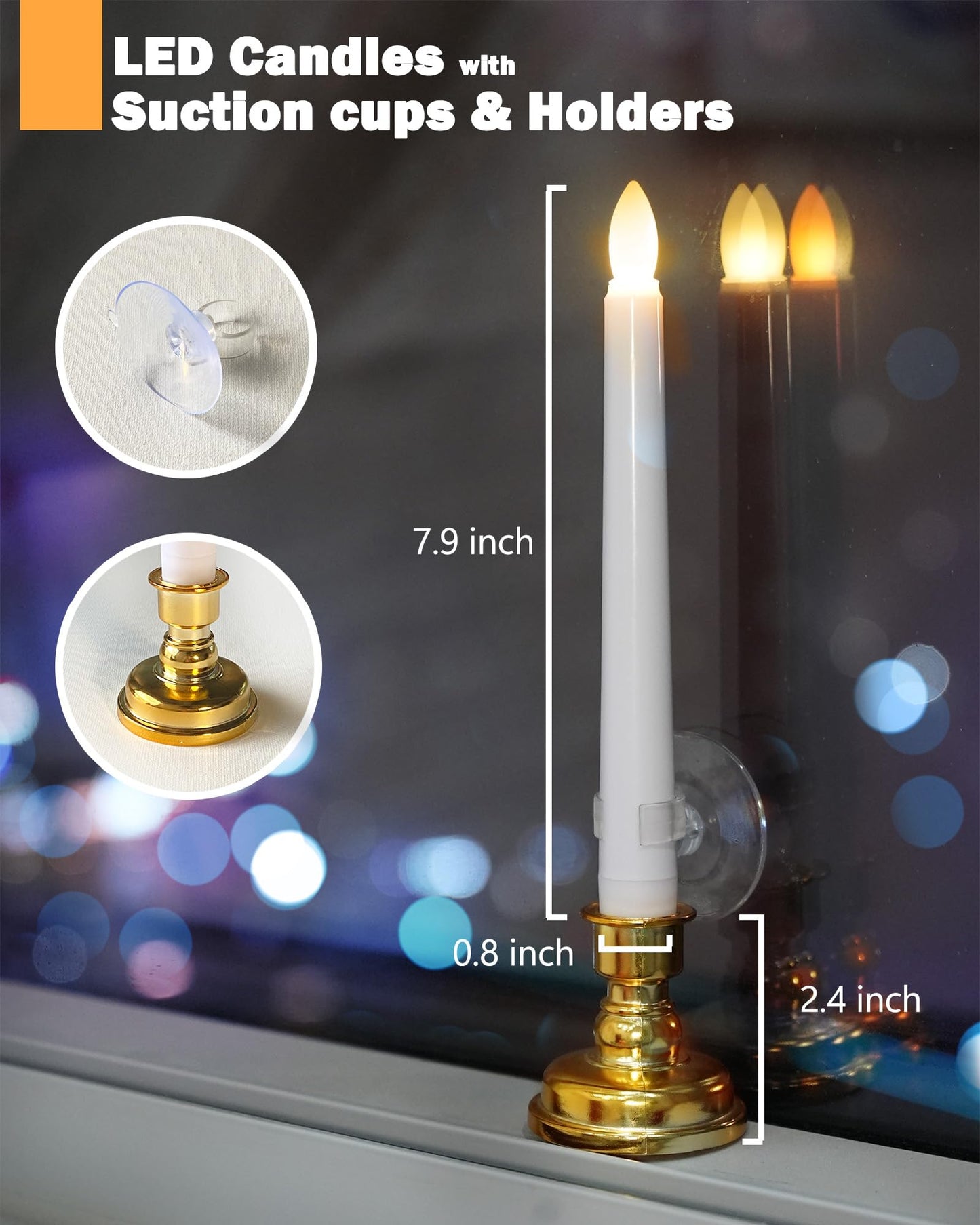 FPOO 6PCS Christmas Window Candles with Timer, Led Flickering Flameless Candles with Remote, Battery Operated Taper Candles Provide Realistic Warm