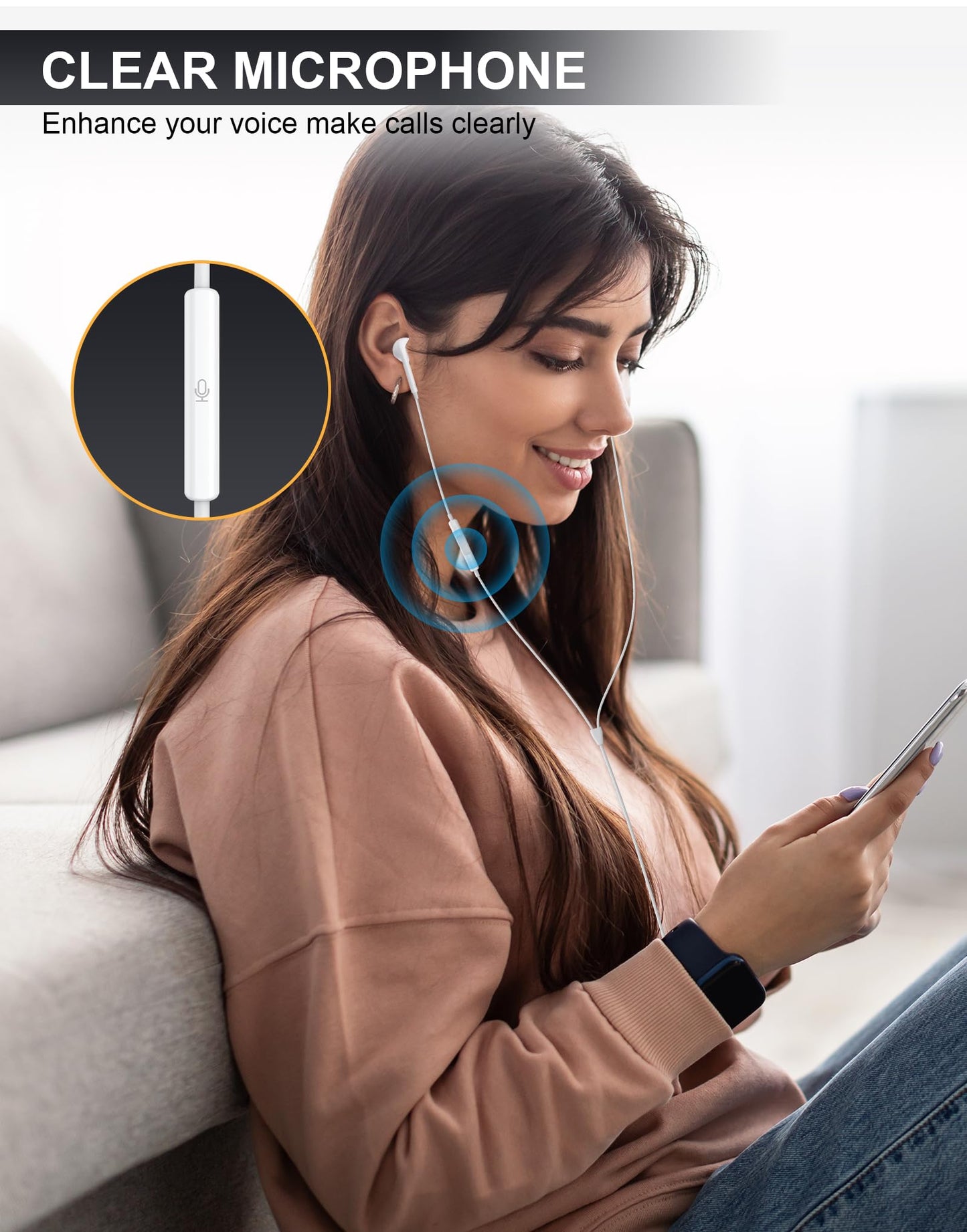 Wired Earbuds USB C Headphones for iPhone 17 16 15, Ear Buds with Microphone[ Clear Calls ] HiFi Volume Contorl Ear Buds…