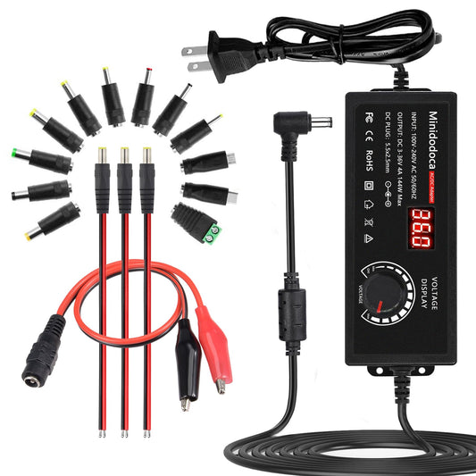 144W Power Supply Adjustable DC 3V ~ 36V Variable Universal Switching AC/DC Adapter Minidodoca AC to DC Converter with LED Voltage Display and 16…