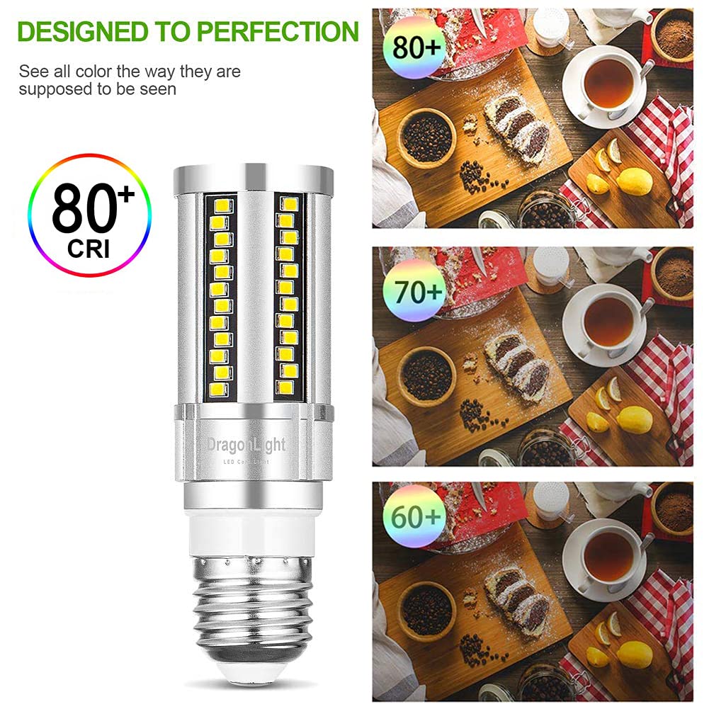 DragonLight 15W Super Bright Corn LED Light Bulbs Fanless(150 Watt Equivalent) - 3000K Warm White 1,800 Lumens E26 Base LED Lamp for Residential