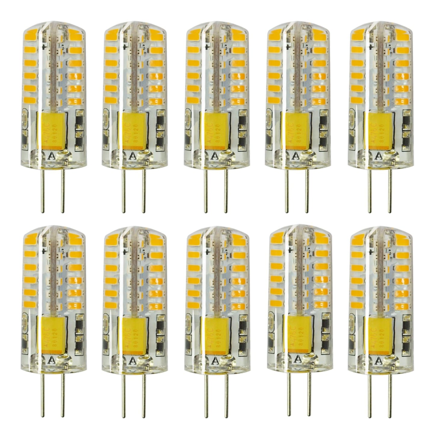 RAYHOO 10pcs G4 LED Bulbs JC Bi-Pin Base Light Bulbs 3W AC/DC 12V 20W-30W T3 Halogen Bulb Replacement Landscape Bulbs(Warm White 3000K)