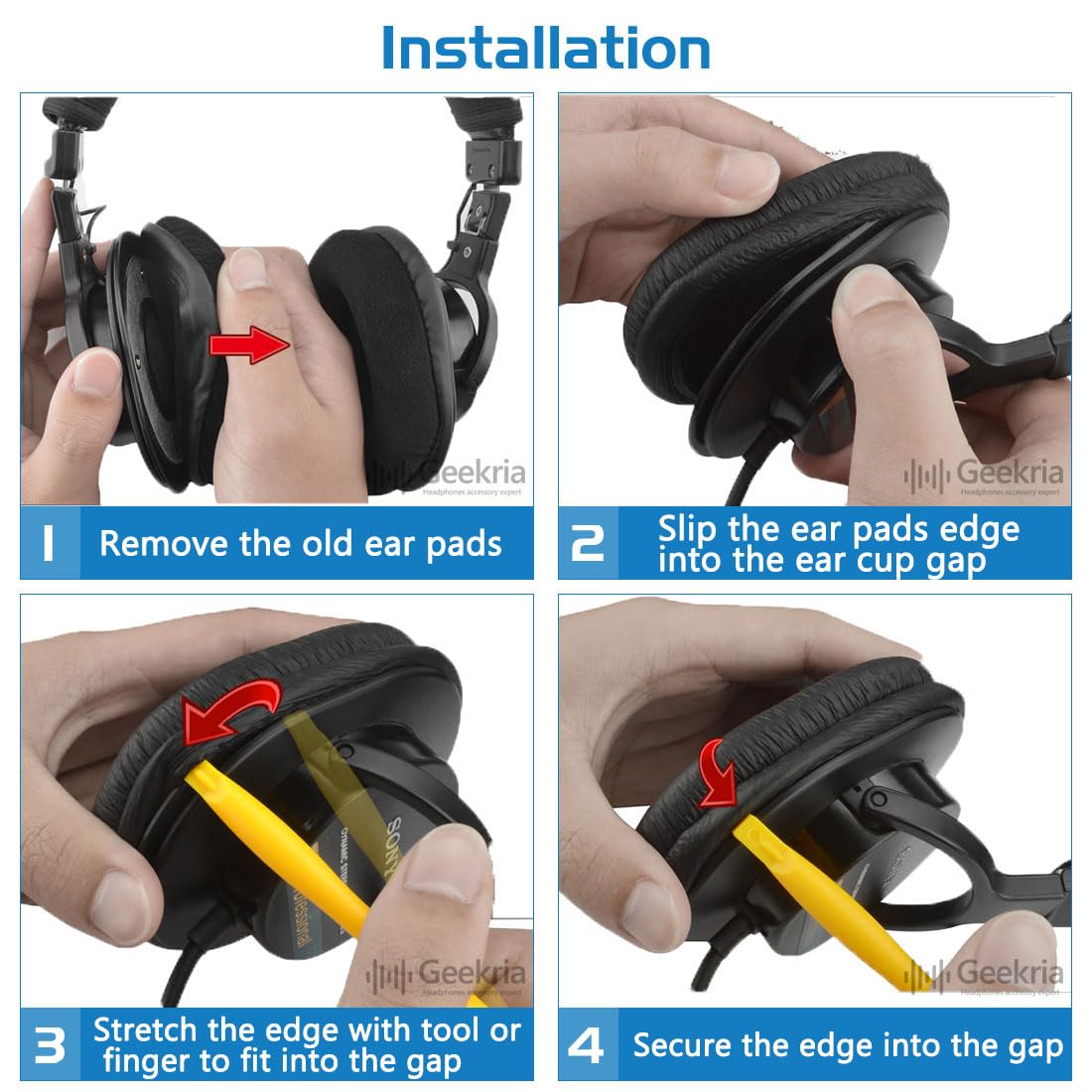 Geekria PRO Extra Thick Velour Replacement Ear Pads Compatible with Sony MDR-7506, MDR-MV1, MDR-V6, MDR-V7, MDR-M1, MDR-M1ST, MDR-CD900ST Headphones
