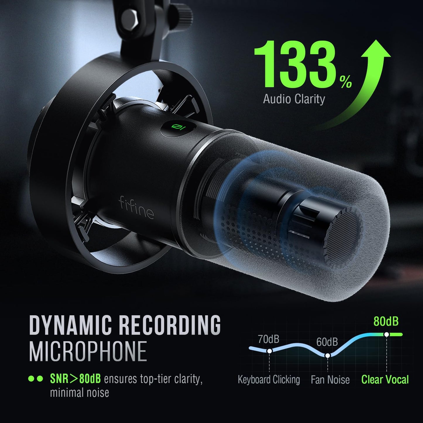 FIFINE Dynamic Microphone, XLR/USB Podcast Recording PC Microphone for Vocal Voice-Over Streaming, Studio Metal Mic with Mute, Headphone Jack