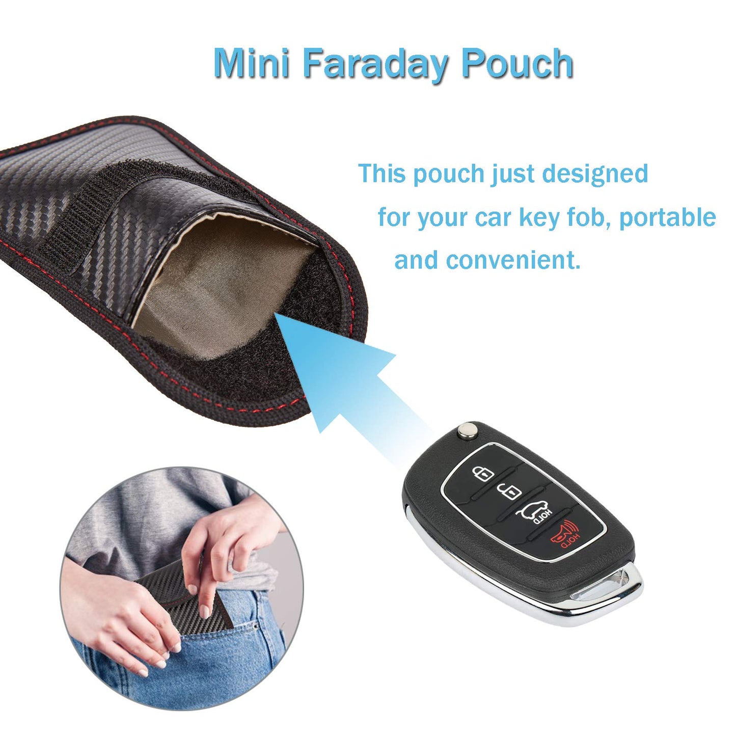 CPWUFIYD Faraday Key Fob Protector - 2 Pack Mini Anti-theft Pouch Key Fob RFID Signal Blocking Faraday Bag for Key Fob