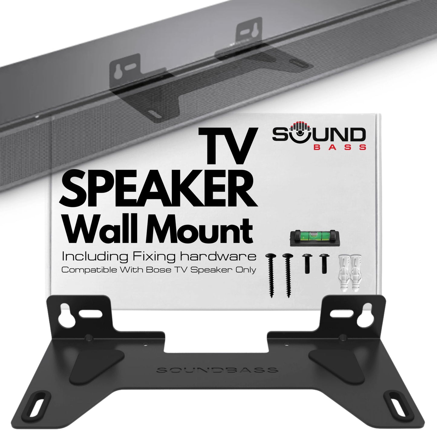 Sound Bass TV Speaker Wall Mount Bracket | Compatible with Bose TV Speaker Soundbar Only | Complete with Full Mounting Hardware Kit | Only Suitable