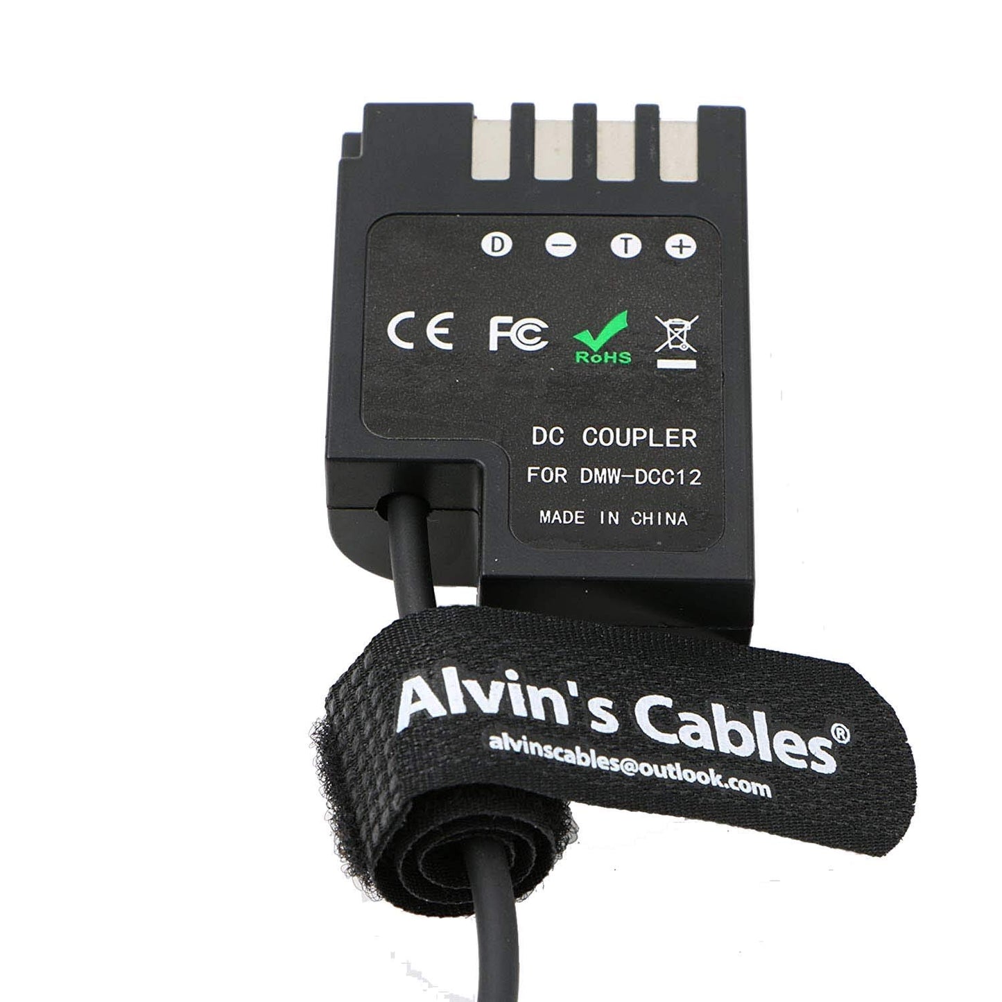 Alvin's Cables D-Tap to DMW DCC12 DC Coupler Coiled Cable DMW-BLF19 Dummy Battery Adapter for Panasonic DMC GH3 GH4 GH5 GH5s Camera