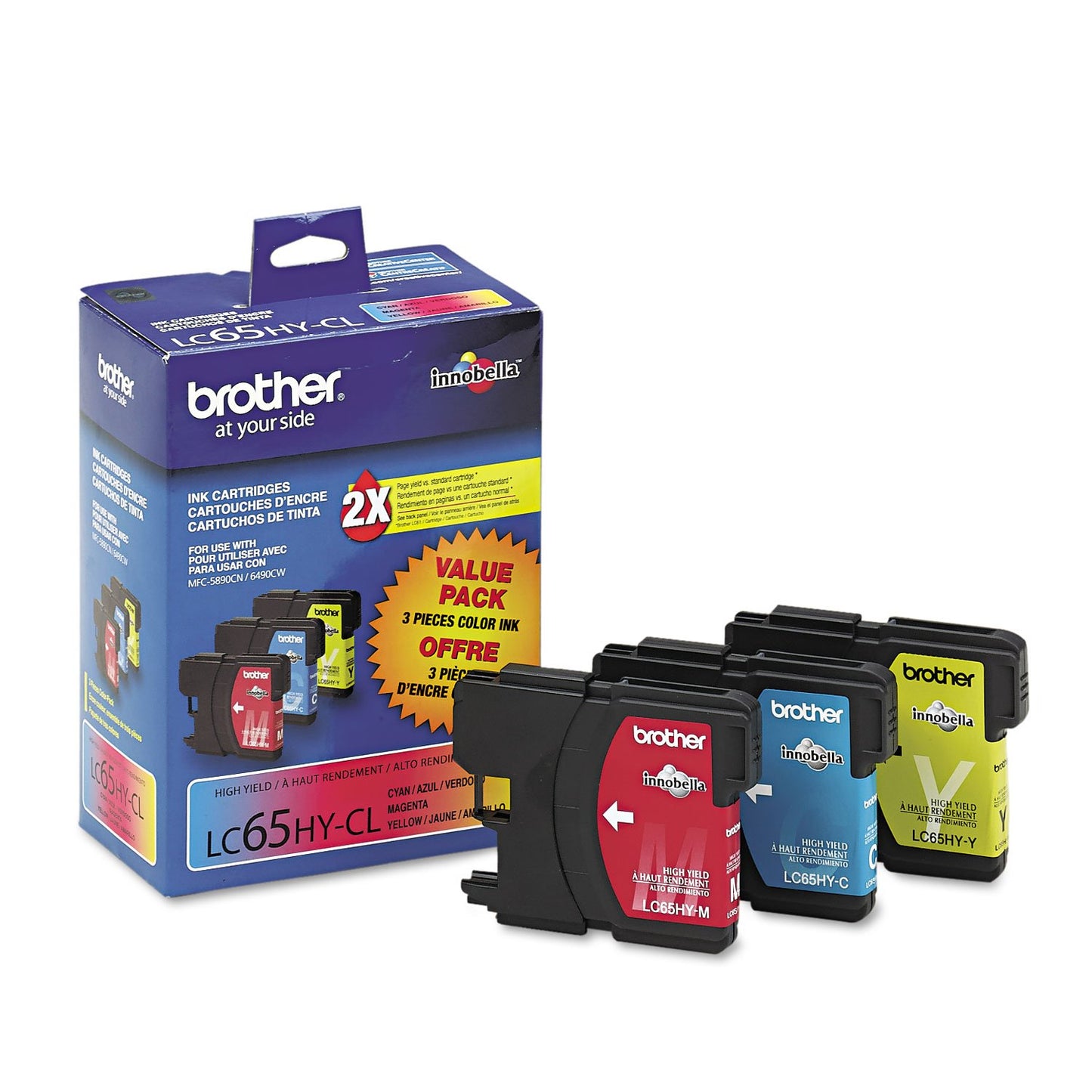 Brother LC653PKS LC65HY-CL Color Ink Cartridge - 3 Pack -Cyan/Magenta/Yellow