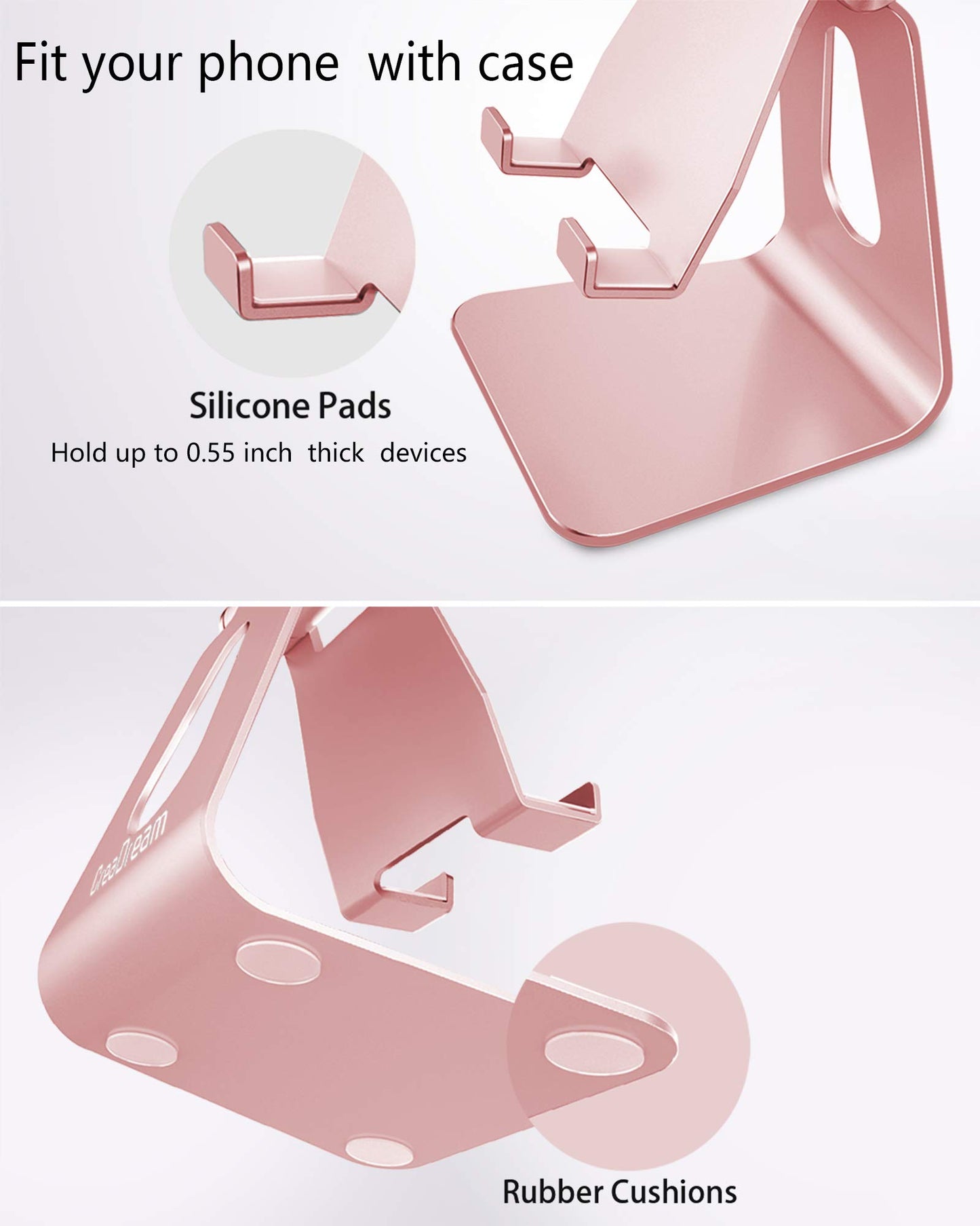 CreaDream Adjustable Cell Phone Stand, Phone Stand, Cradle, Dock, Holder, Aluminum Desktop Stand Compatible with Phone 16 15 14 13 12 11 Pro Max Plus