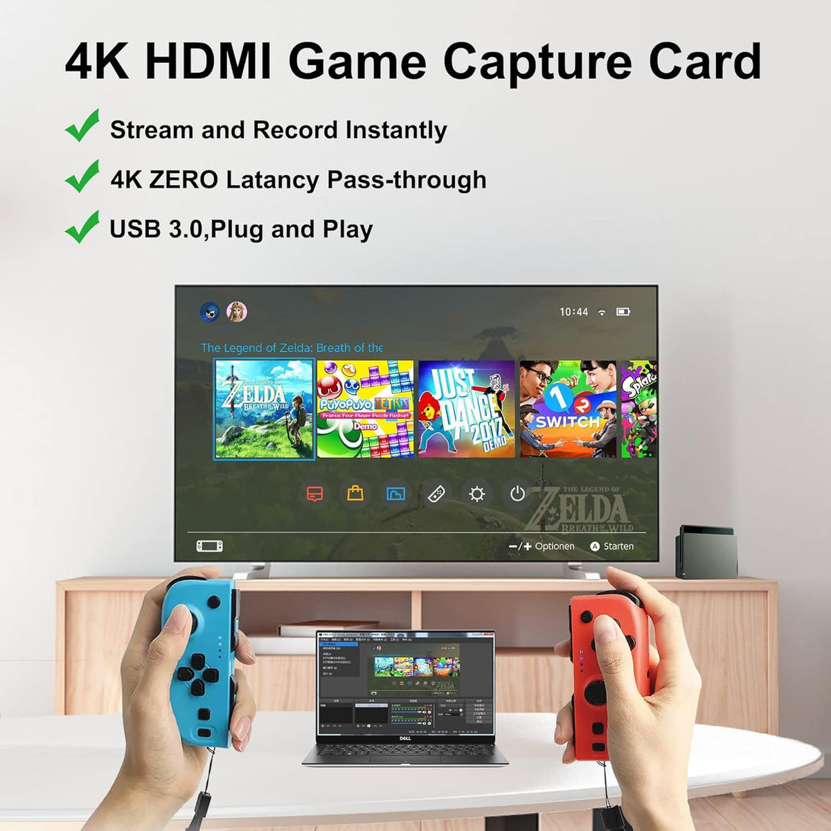 Capture Card 4K HDMI Video Streaming to USB 3.0 1080P 60FPS Capture Device