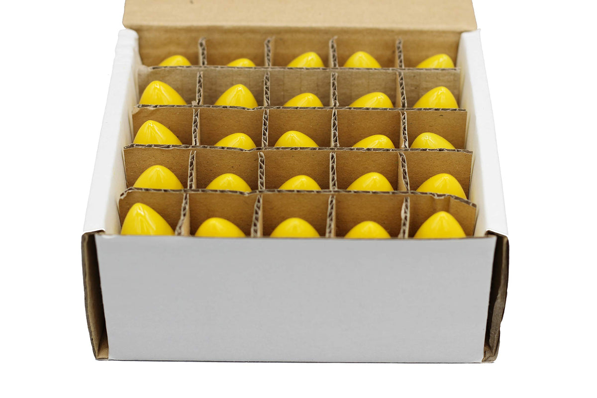 Creative Hobbies Pack of 25 C7 LED Yellow Replacement Light Bulbs, 0.7W Ceramic LED Vintage Light Bulbs for C7 Outdoor String Lights, Candle Lamps