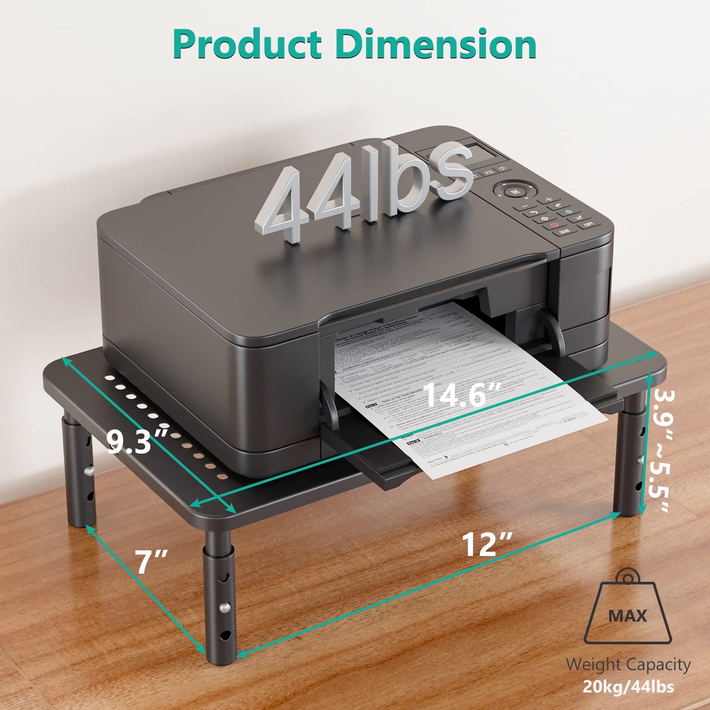 WALI Computer Monitor Stand for Desk, Adjustable Laptop Riser, Desk Monitor Stand Underneath Storage for Office, Home, School Supplies (STT003), 1