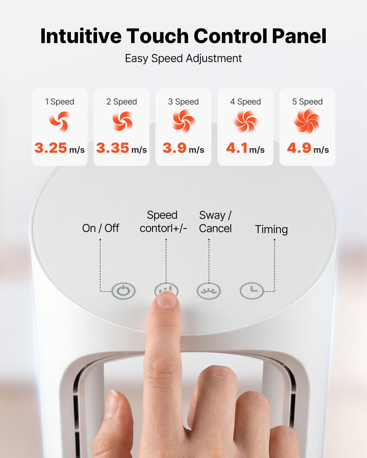 VEVOR Desk Fan Bladeless, 17 inch Office Table Fan Small Quite, 5 Speeds Adjustment, 0-9H Timer, 60-Degree Oscillation, Touch Control, Easy to Clean