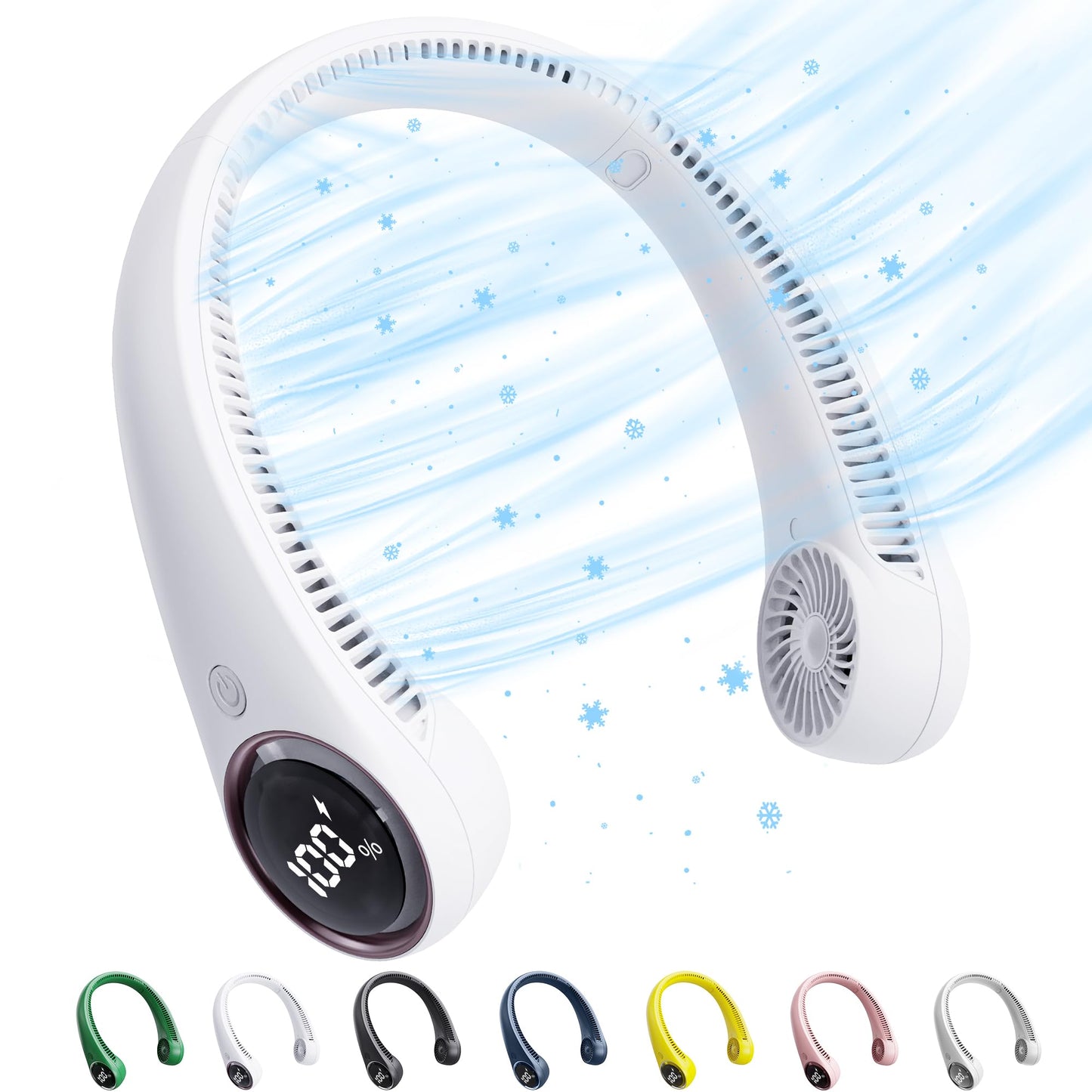Personal Cooling Portable Neck Fans - 5000 mAh USB Rechargeable,360 Free Rotation & Lower Noise Bladeless Battery Operated Design with 3 Speeds