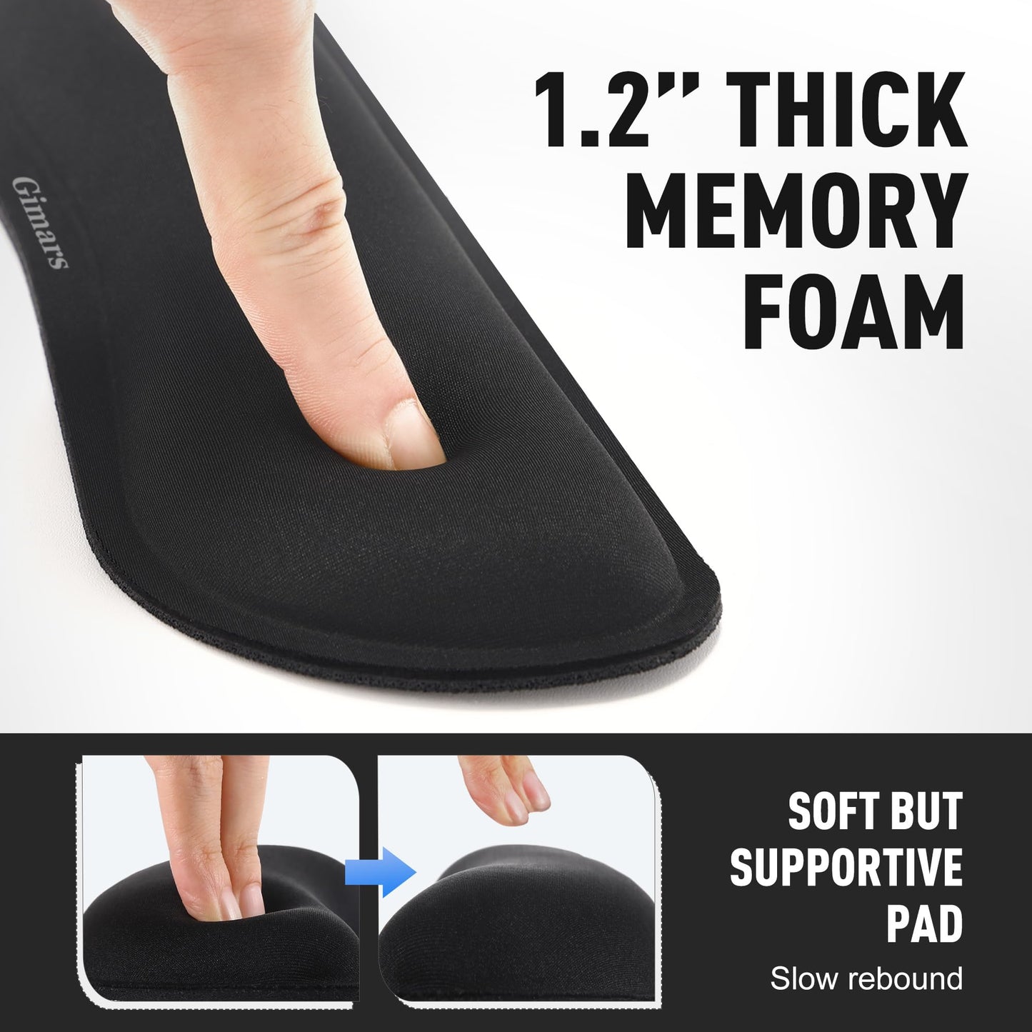 Gimars Upgrade Enlarge Silky and Superfine Fabric Gel Memory Foam Keyboard Wrist Rest Set, Ergonomic Keyboard Mouse Wrist Support for Typing Pain