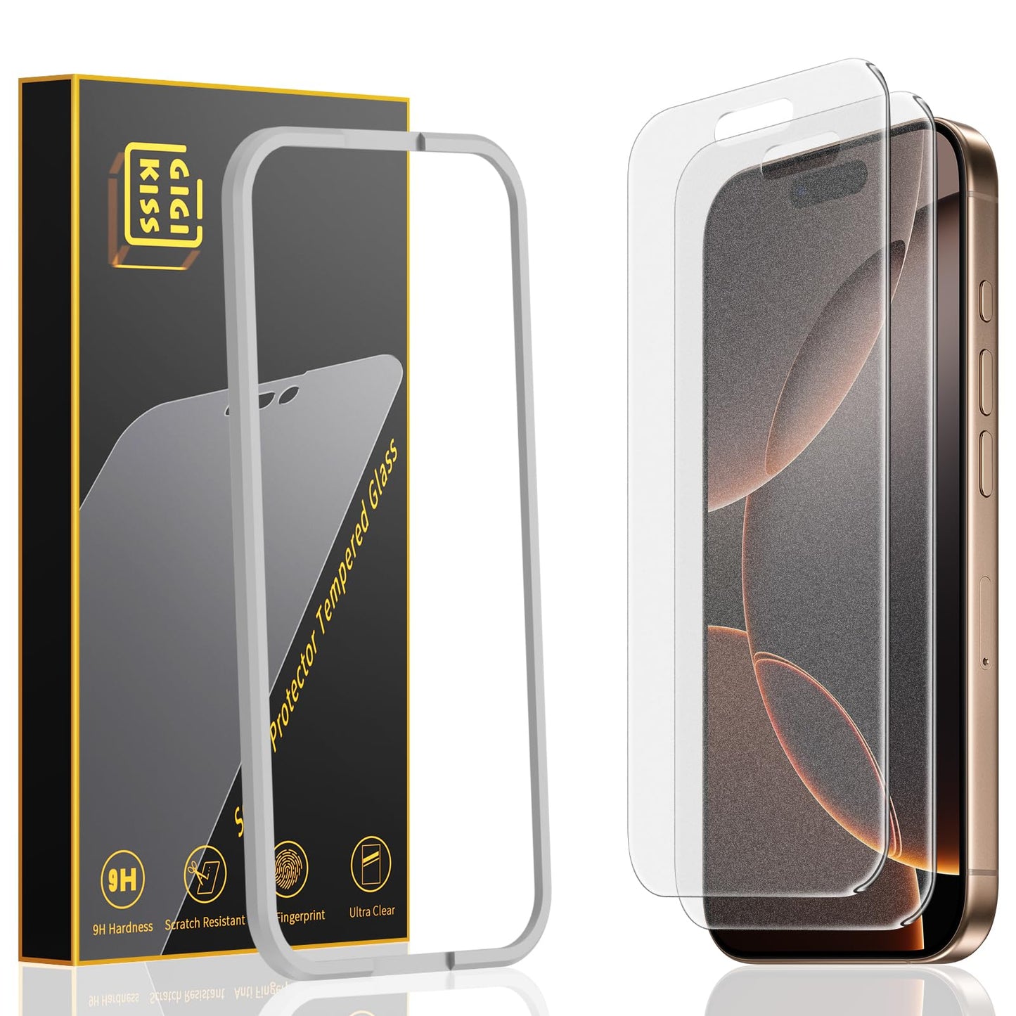 GIGIKISS 2 Pack for iPhone 16 Pro Matte Screen Protector 6.3 inch, Anti Fingerprint Anti Glare Screen Protector Tempered Glass Easy Installation