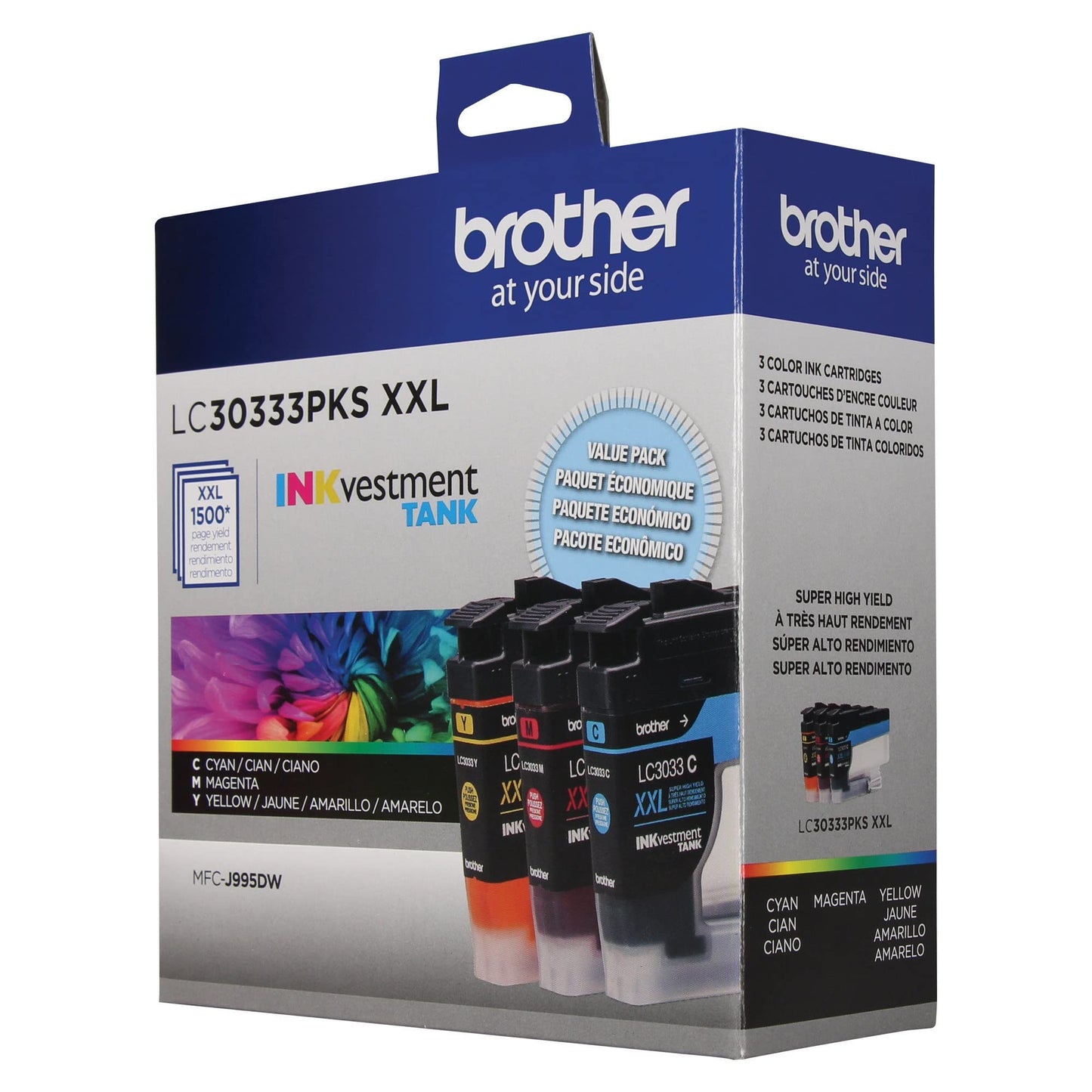 Brother Genuine LC30333PKS 3-Pack, Super High-yield Color INKvestment Tank Ink Cartridges; Includes 1 Cartridge each of Cyan, Magenta & Yellow, Page