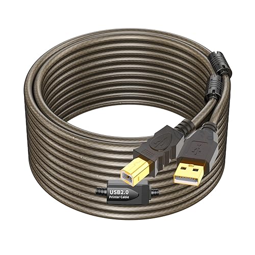 GOSYSONG USB 2.0 Printer Cable 50ft - High Speed Active A to B Cord for Printers, Scanners, Fax Machines