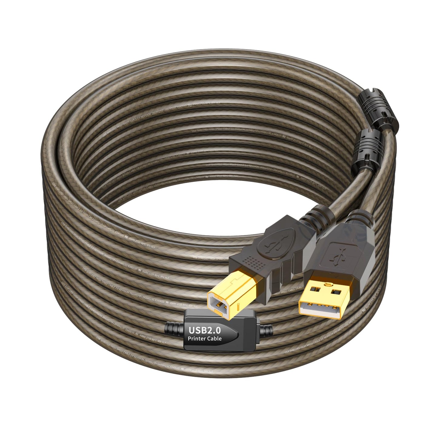 GOSYSONG USB 2.0 Printer Cable 50ft - High Speed Active A to B Cord for Printers, Scanners, Fax Machines