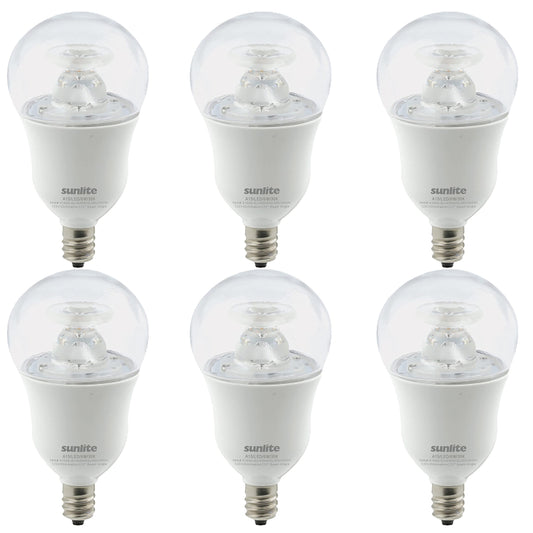 Sunlite 41699 LED A15 Appliance Clear Light Bulb, 6 Watts (40W Equivalent), 450 Lumens, Candelabra Base (E12), 90 CRI, Dimmable, ETL Listed, Ceiling