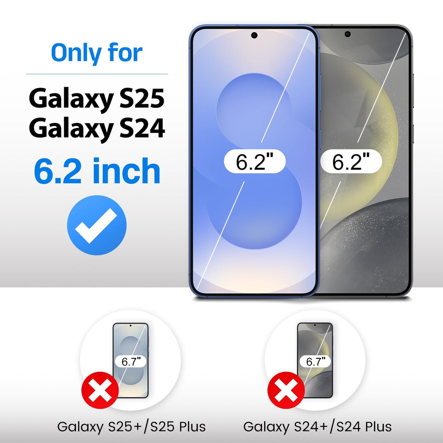 EZ-GLAZ-4 Pack for Samsung Galaxy S25/ S24 Screen Protector [6.2"], Fingerprint Unlock, 9H Tempered Glass, Scratch Resistant, with Installation Box