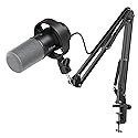 FIFINE K688 Podcast Microphone Kit, USB/XLR Dynamic Microphone with Boom Arm for PC/XLR Mixer, Gaming Mic with Mute Button, Headphone Jack for Vocal