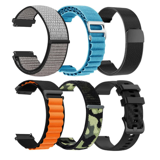 CARBINOX Band Durable 22mm Compatible with Smartwatches - Adjustable, Secure Fit Watch Band (6 Pack)