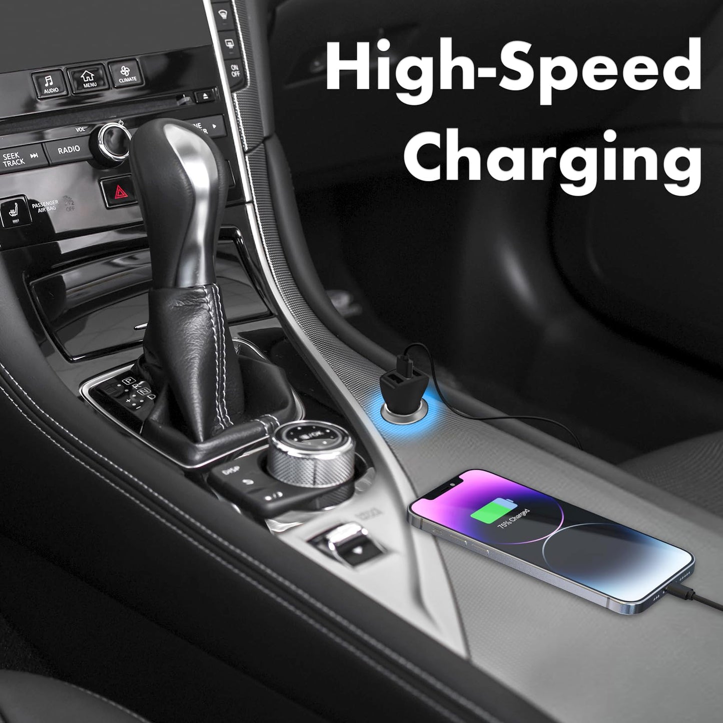 TRAVEL DEPOT USB Car Charger, 24W 3 Ports Fast Car Charger Adapter, Compatible w/iPhone 15/14/13/12/11, Samsung Galaxy S24 Ultra/S23, Cigarette