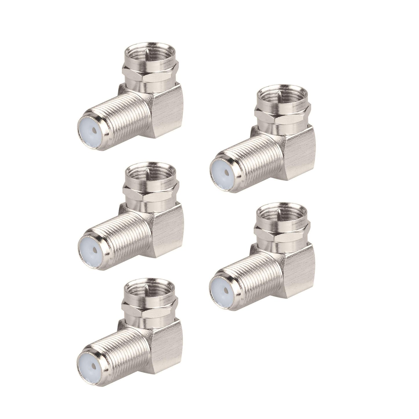 BINGFU F Type Male to Female Right Angle RG6 Coaxial Cable Connector Adapter (5-Pack) for Television TV Antenna CATV Digital Vedio Audio Coax