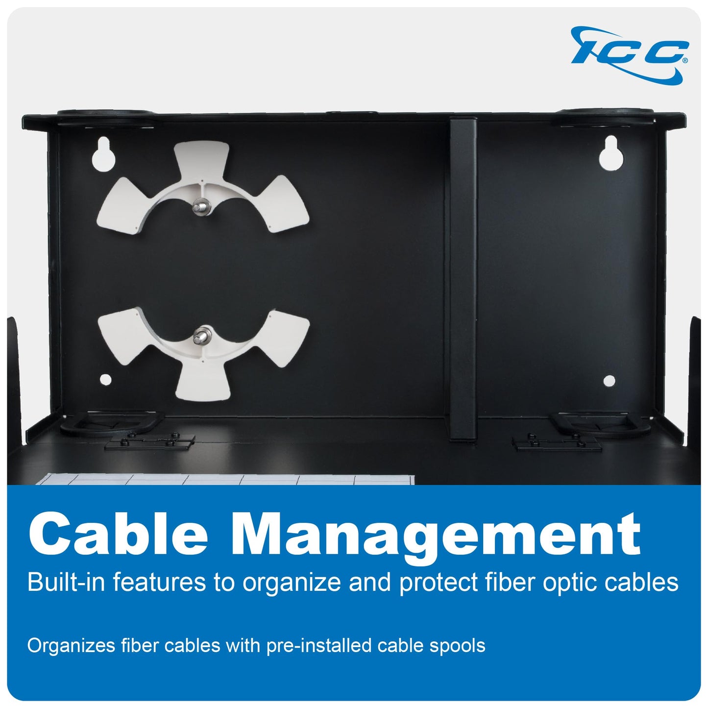 ICC Fiber Optic Wall Mount Enclosure - 2 Slots for LGX Compatible Adapter Panels or Cassettes (Sold Separately), Fiber Enclosure Supports up to 48