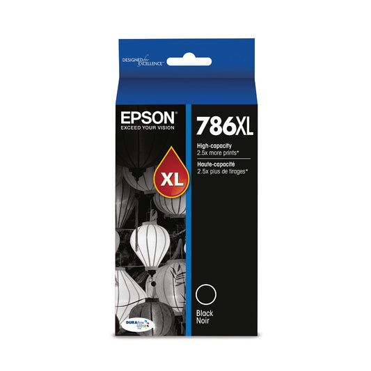 Epson T786 DURABrite Ultra Ink High Capacity Black Cartridge (T786XL120-S) for Select Workforce Printers