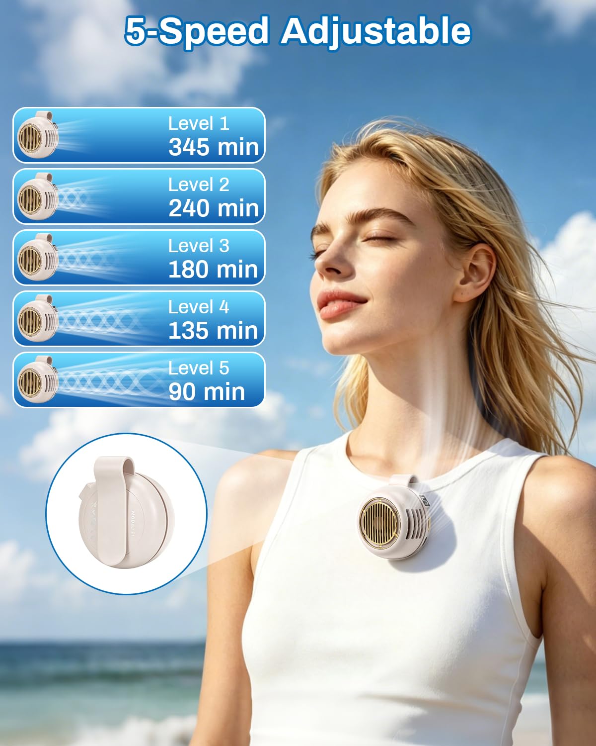 Clip On Fan for Shirt,2Pcs Portable Mini Bladeless Fan Clip On,2026 New 1000mAh Small Whirlwind Clip Fan with 5-Speed,Digital Display,USB