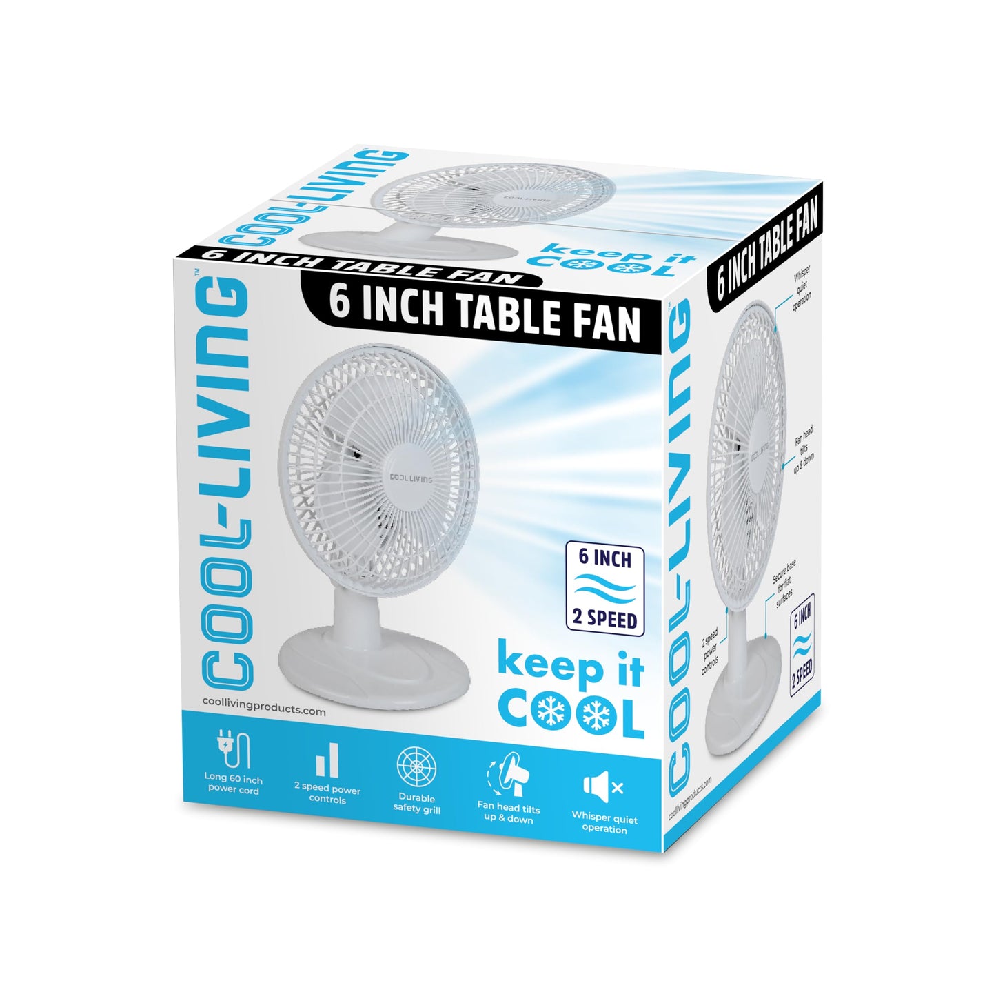 6" Electric Portable, Quiet, Indoor 2-Speed Desk Fan with Fully Adjustable Tilt, Ideal for Home, Bedroom, Dorm & Office