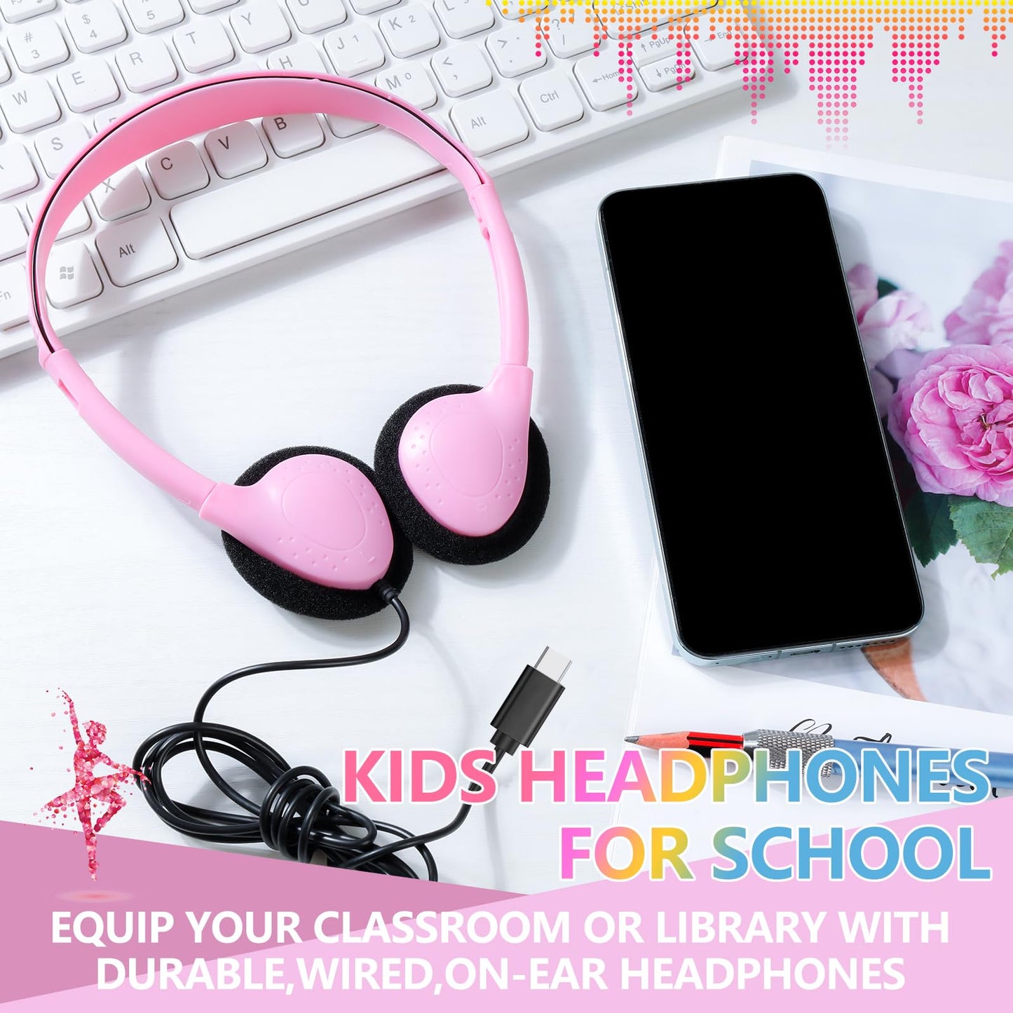 CNSZSLZ USB C Headphones Bulk 20 Pack for Classroom School Kids,On-Ear Wired USB Type C Headphones Class Set for School Student Children Compatible