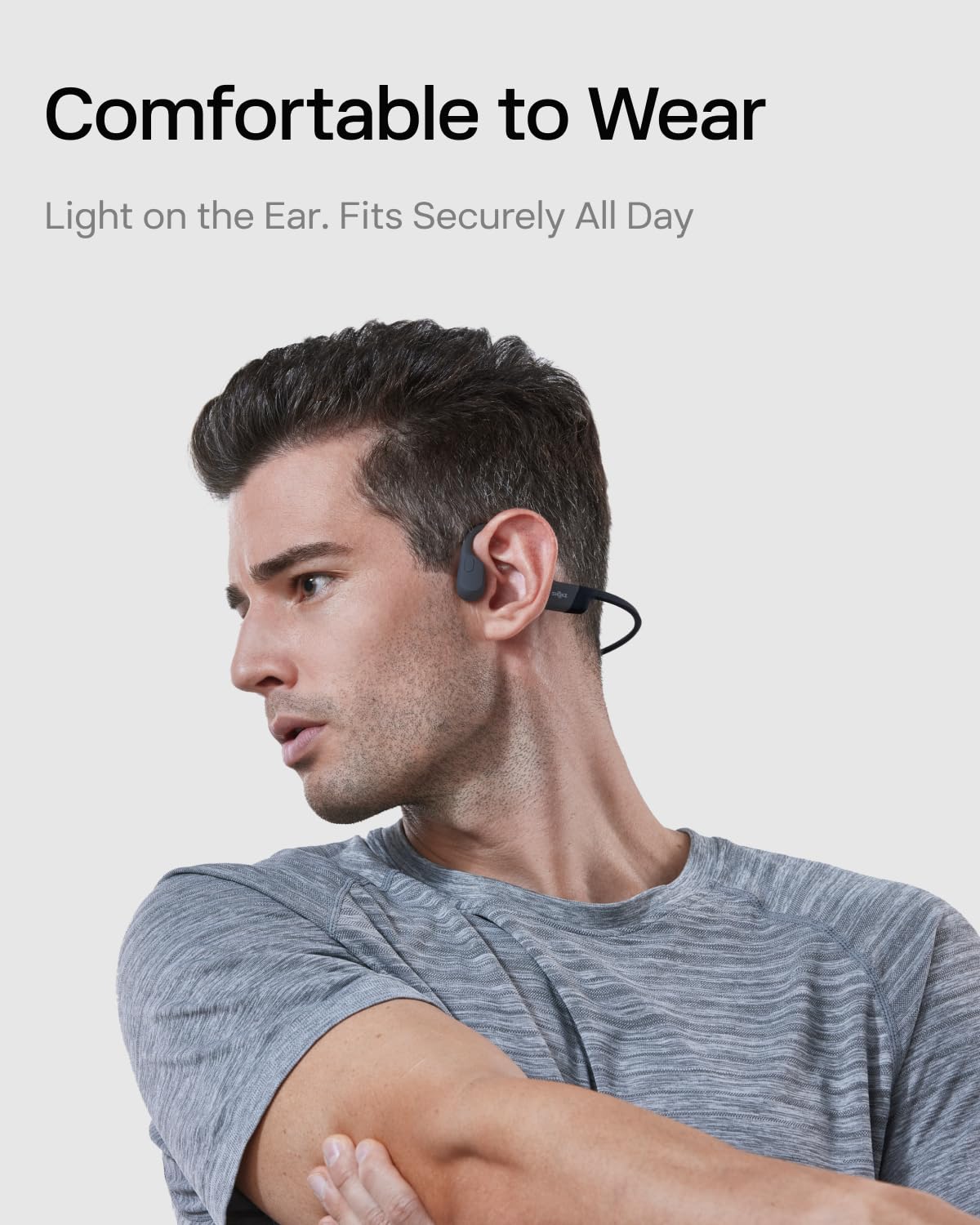 SHOKZ OpenRun Bone Conduction Bluetooth Headphones, Black, USB-C Charging