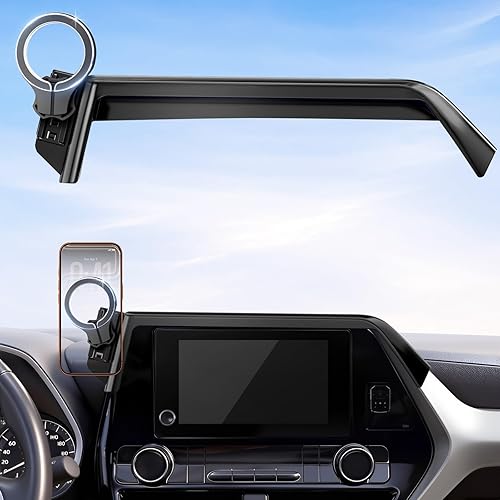 pop-tech Magnetic Car Mount for Toyota Highlander 2020 2021 2022 2023 2024 2025 2026: for MagSafe Strong Magnets Cell Phone Holder Fit 8-Inch Touch