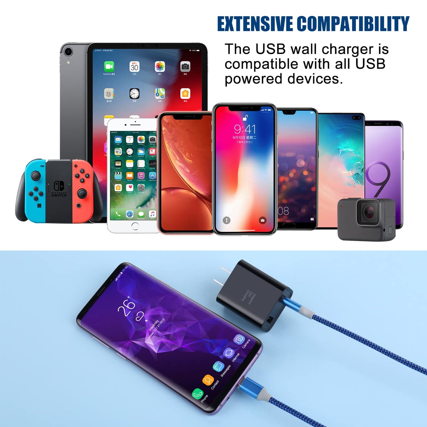 Quick Fast Charge 3.0 USB Wall Charger, Costyle 5 Pack 30W Dual USB Power Adapter (Fast Charge 3.0&5V 2.4A) Adaptive Fast Charging Block Compatible