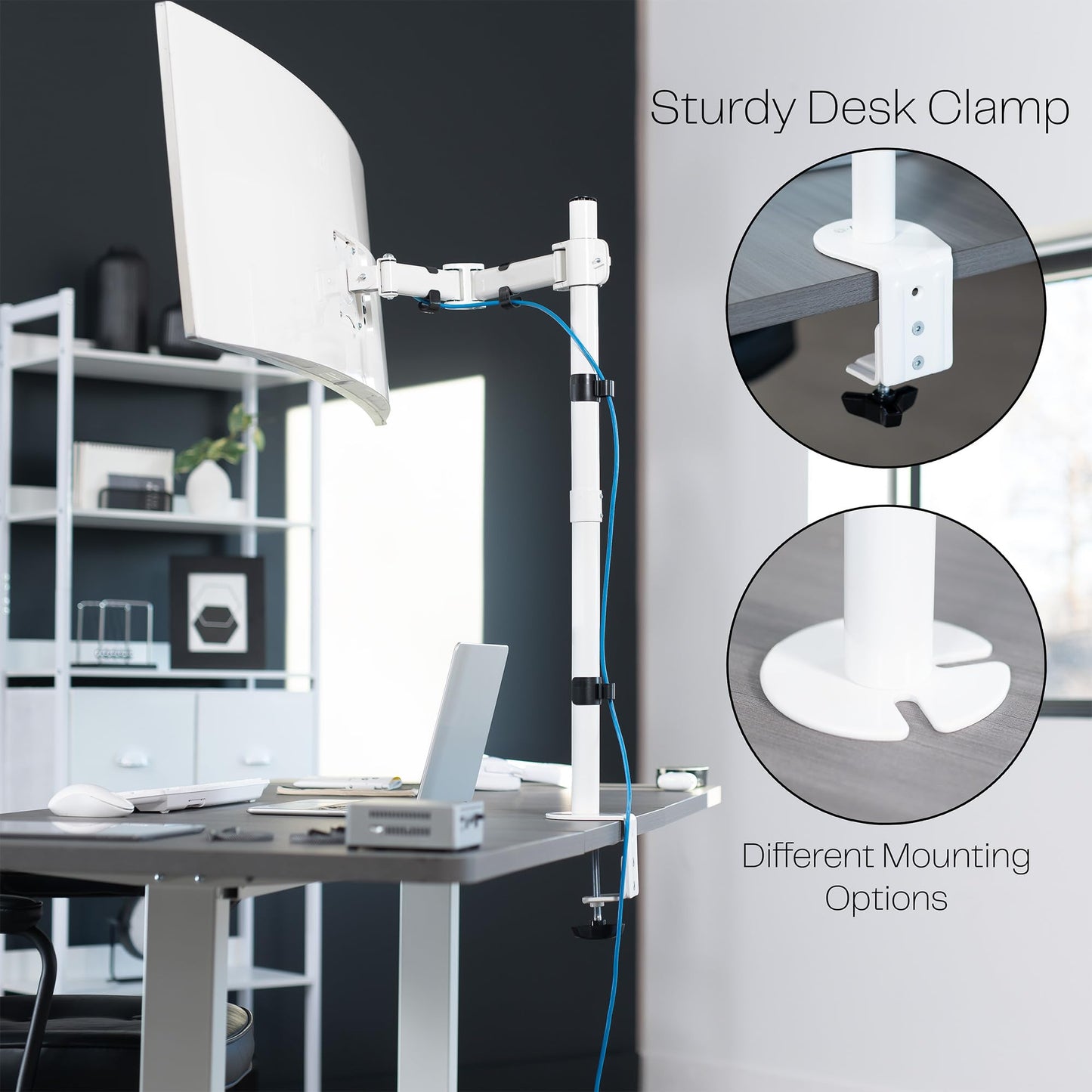 VIVO Single Monitor Desk Mount, Extra Tall Fully Adjustable Stand for 1 LCD Screen up to 32 inches, Ultra Wide Screens up to 38 inches, 22 lbs