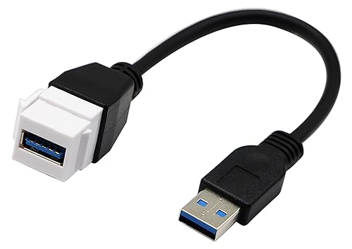 zdyCGTime USB 3.0 Keystone Jack Inserts Cable, USB 3.0 A to USB A 3.0 Adapters Female to Male Connector Extension Cable for Wall Plate Outlet Panel