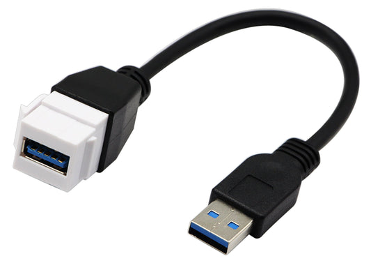 zdyCGTime USB 3.0 Keystone Jack Inserts Cable, USB 3.0 A to USB A 3.0 Adapters Female to Male Connector Extension Cable for Wall Plate Outlet Panel