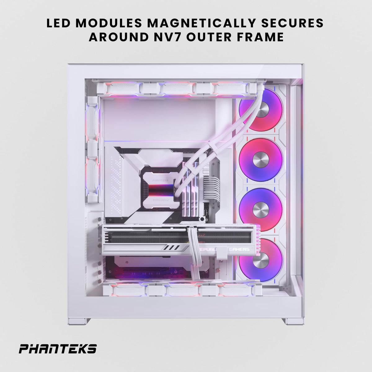 Phanteks NV7 Premium DRGB Kit, 4X D/A-RGB LED modules for NV7 Outer Frame, 1x D/A-RGB Power hub Included (White)