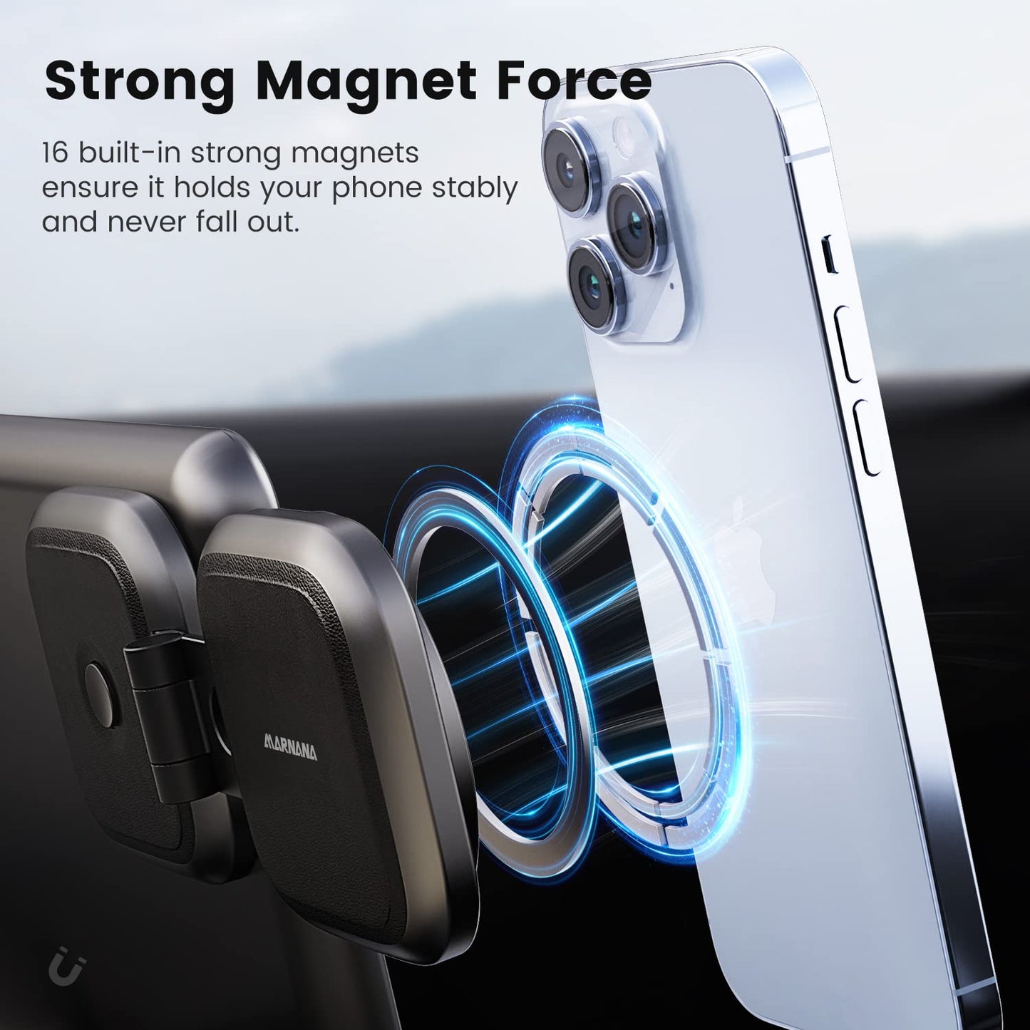 Marnana Phone Mount for Tesla Model 3 Model Y, Strong Magnetic Designed for MagSafe Car Mount Phone Holder for Tesla Screen Monitor, Invisible