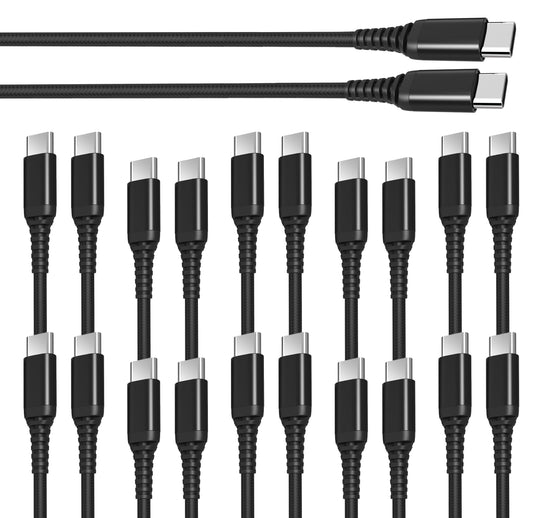 tekSonic USB Type C to USB C 60W PD Cable 6.6ft/2m, [10 Pack] Bulk USB TypeC Fast Charger Cord Compatible with MacBook Pro, iPad mini 6, iPad Air 4