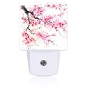 sndheke Watercolor Cherry Blossoms Tree Night Light for Kids,Abstract Pink Floral Night Light Plug in with Dusk to Dawn Sensor,0.5w Energy Saving
