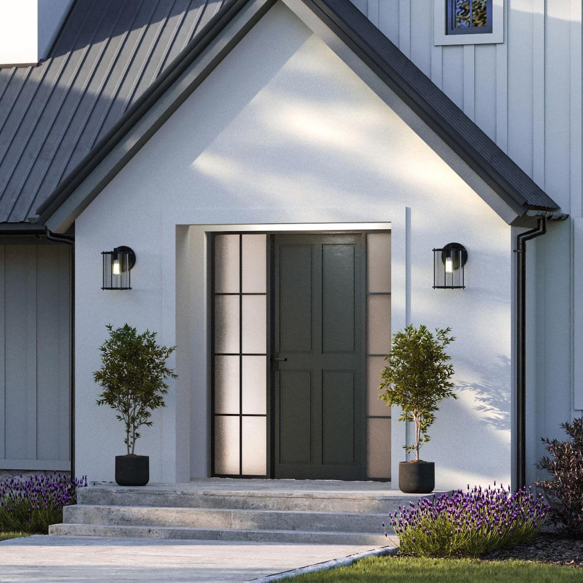 Progress Lighting P560058-31M Gunther 8 in. One-Light Matte Black Large Wall Lantern with Clear Glass Shade