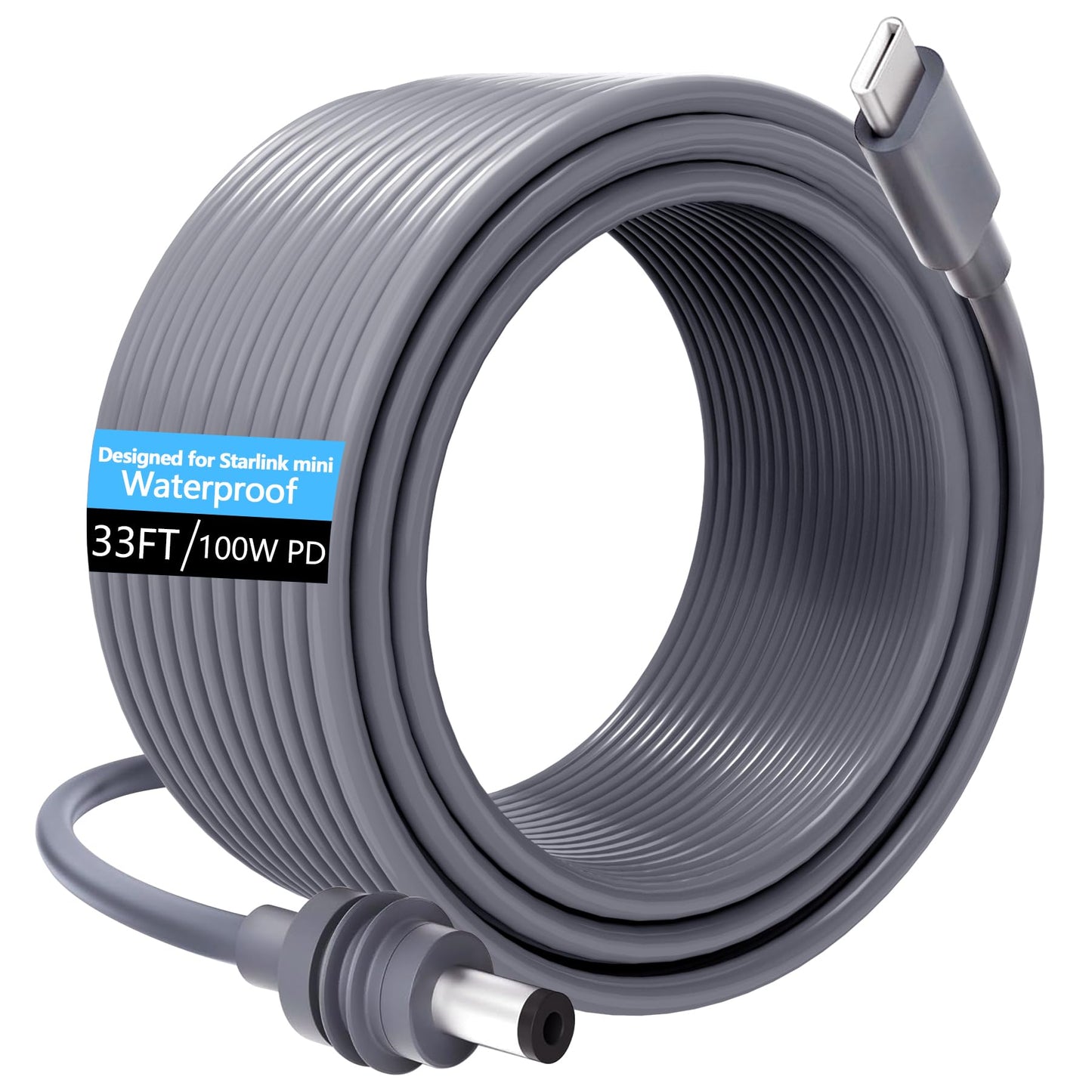 WAWINY 33FT/10M Starlink Mini USB-C Cable - High-Speed 100W PD Charging, Waterproof & Durable Starlink Mini Cable, USB-C to DC Replacement Cord