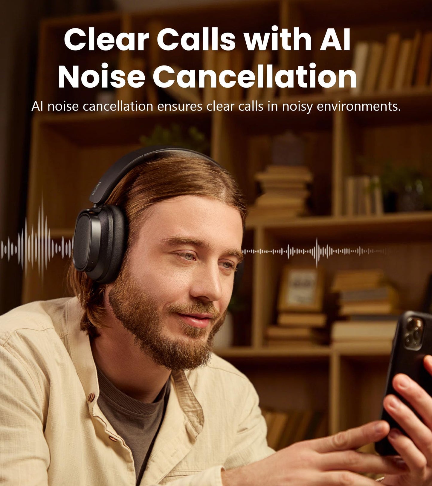 Edifier ES850NB Active Noise Cancelling Headphones, Over Ear Bluetooth Headset, 92H Playtime Wired & Wireless Hi-Res Audio Certified, Fast Charging…